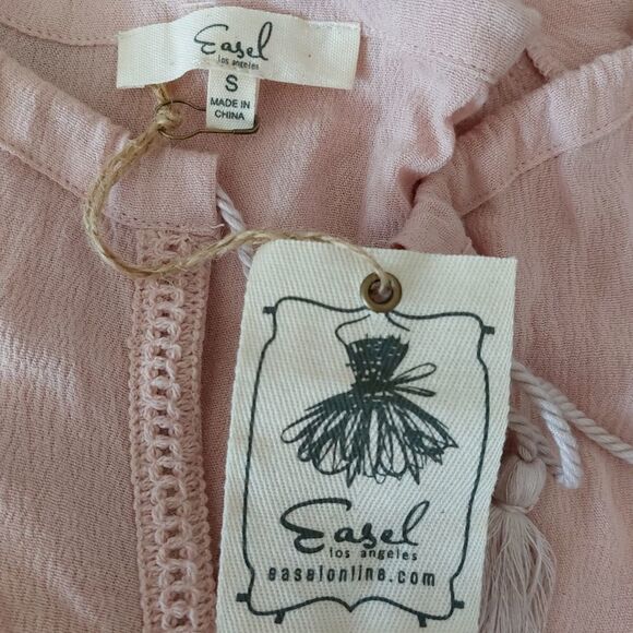 Anthropologie Easel Pink Ruffled Tiered Bohemian Dress Size Small (runs large) - Picture 5 of 11